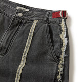Ragged denim pants / Black