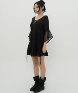 LACE SHEER DRESS _ BLACK
