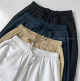 Prix Linen Chin-Topped Banding Wide Pants