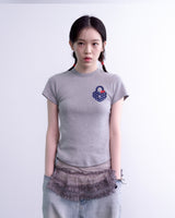 ハートロックドットクロップTシャツ (グレー)