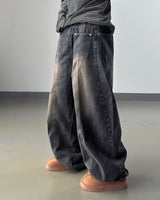 Reverse curved cut denim