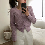 【BELLIDE MADE】6color メモリーケーブルラウンドカーディガン