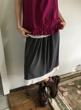 Bert Color Matching Banding Flower Midi Skirt