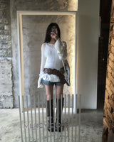 Washing leather buckle long boots