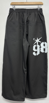 HIGH QUALITY 🐣 KOREAN / STRING 🤎 HIGHTEEN TEENAGER TATTOO LETTERING COTTON WIDE BALLOON LONG PANTS 🐣🤎🖤🩶💚 - 5 COLORS