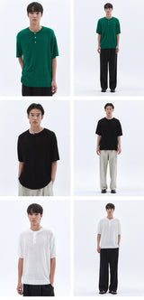 クラウドサマーヘンリーネックニット_Green