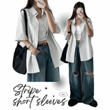 Cadin ストライプ半袖シャツシャツ
