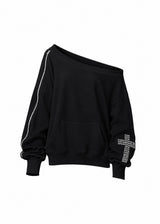 [2ND] クロス ショルダー スウェットシャツ(BLACK)