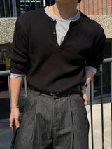 Macca waffle henley neck