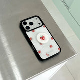 [MADE][Magsafe Glass Bumper Case] Strawberry embroidered knit case Red