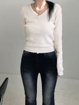 Basic V-neck knitwear (4 colors)