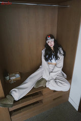 Napping Thick Soft Hooded Zip-Up Set