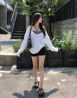 Awning Deep V-Neck Long Sleeve