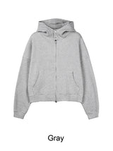 フロントワッフルバートンフードジップアップ