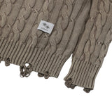 MABEL R-NECK DAMAGE CABLE KNIT UNISEX (2COLOR)