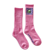 Neon Alien Crew Socks Pink