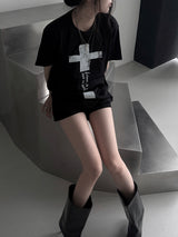 cross lettering crack T (3color)