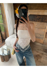  Tassel France Lace  Pad Tube Top