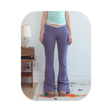 stripe boot cut pants navy