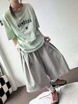 Oval Keyring Pintuck Sweat Balloon Bermuda Shorts 2color