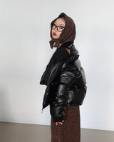 Glossy Two-Way Cropped Short Padded Jacket