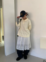 メルフィ ワッフル シャーリング カラー ティー