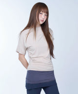 Unbalance drape neck top - BEIGE