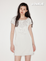Bear rhinestone satin dress