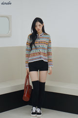 Nordic round knit cardigan