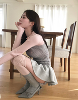 ブラッシュピンク&グレートーンカラーニット