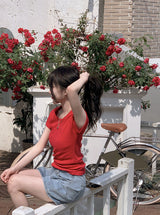 Double Belt Loop A-Line Denim Shorts (2color)