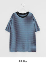 [unisex] Canich Stripe Color Matching Short Sleeve Tee