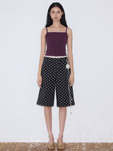 rirri 25 Spring/Summer Collection - Casual Black & White Polka Dot Cropped Pants (High-Density 100% Cotton)