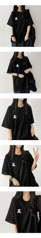 White Bear Embroidered Short-Sleeved T-shirt