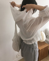 Dinte Lace Frill Hooded Shirt