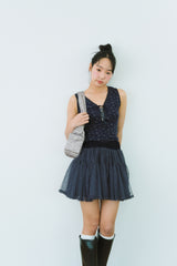 FLOWER EYELET LACE UP TOP