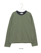 [unisex] Cadence Over Fit Stripe Color Matching Long Sleeve Tee