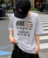 US ユージュアルシンボルオーバーフィットTシャツ - 4COLOR