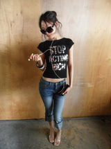 silver lettering tee