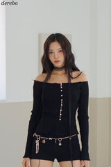 パールバートシャーリングリブ長袖Tシャツ