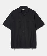 [COOL COTTON] 3スティッチオープンカラーコットン1/2シャツ  S135  ブラック