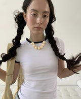 Yellow ball@mint tie necklace