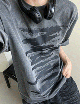 レタリングブラッシュドローイング半袖Tシャツ