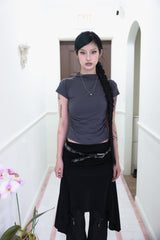 Half neck shirring T (3color)