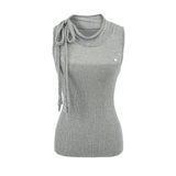 Isolde Ribbon Neck Ribbed Top