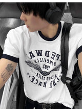 Printed Ringer Short-Sleeve Tee