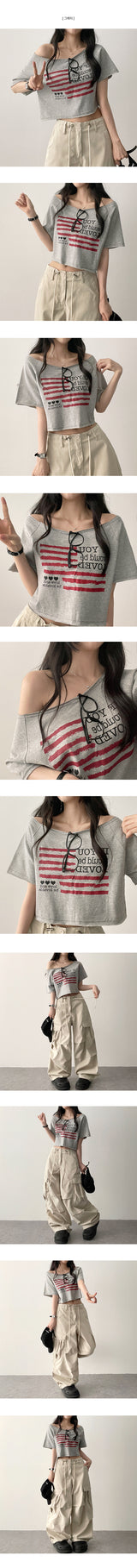 Risch Unbalanced Shoulder Short Sleeve T-Shirt