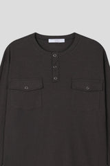 Snap Henley Long Sleeve T-Shirt (3color) (No.1010)