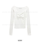 Meloni Ribbed Shirred Long Sleeve