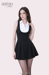 Seri collar sleeveless flare dress